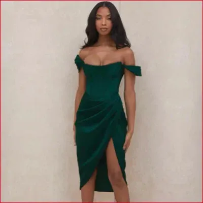 Satin Corset Off Shoulder Bodycon Women’s Dress