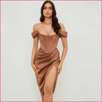 Satin Corset Off Shoulder Bodycon Women’s Dress