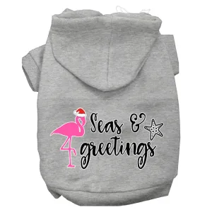 Seas And Greetings Screen Print Dog Hoodie Grey S