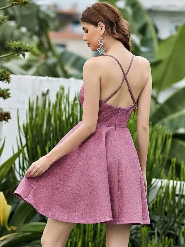 Short Spaghetti Strap Shimmer Dress Size L  Style 12503