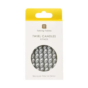 Silver Twirl Birthday Candles - 8 Pack