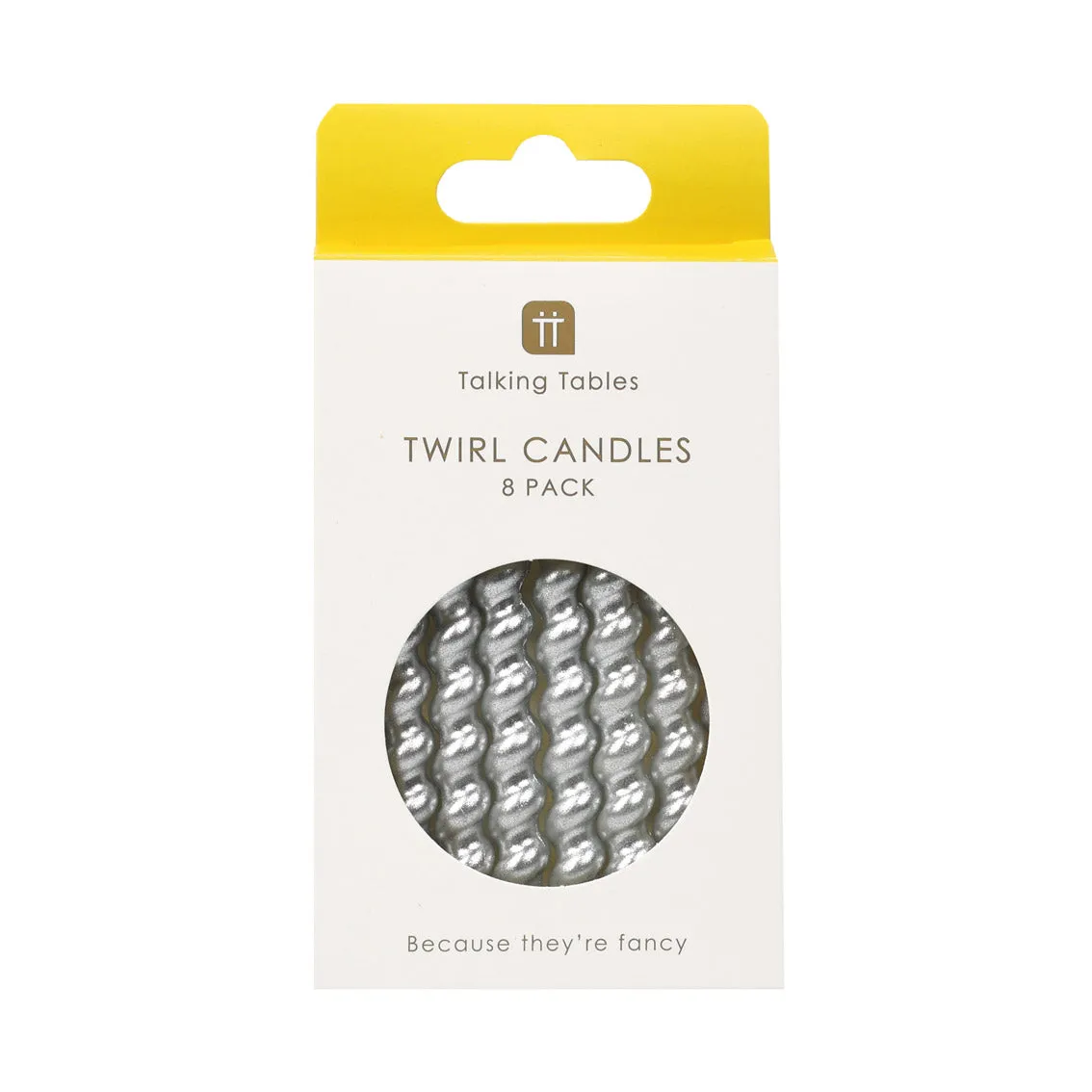 Silver Twirl Birthday Candles - 8 Pack