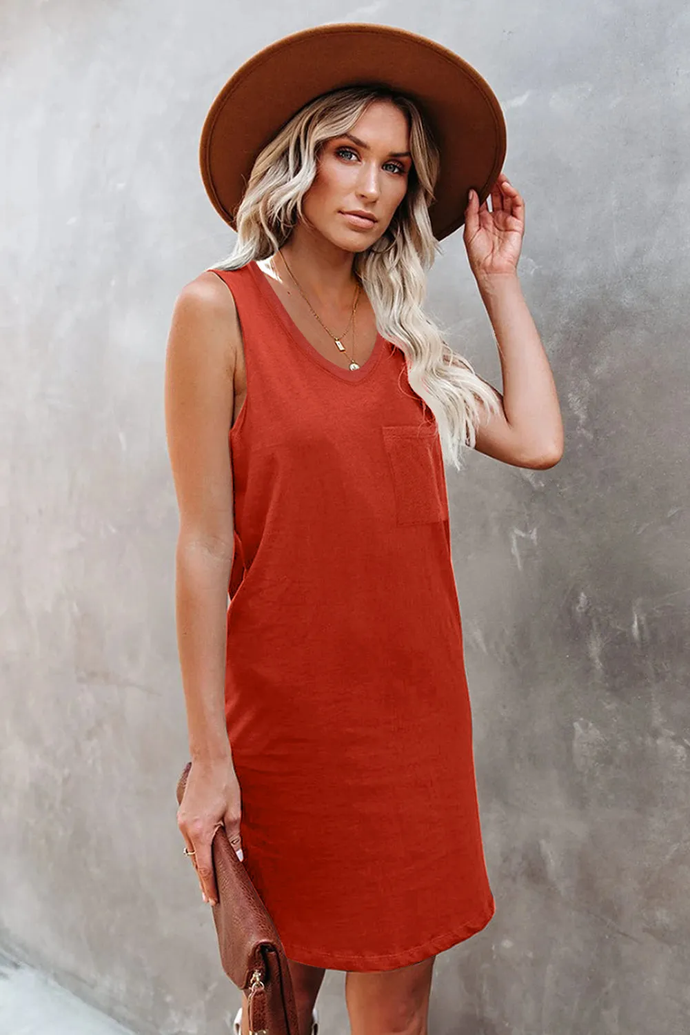 Sleeveless V Neckline Black Tank Bodycon Dress