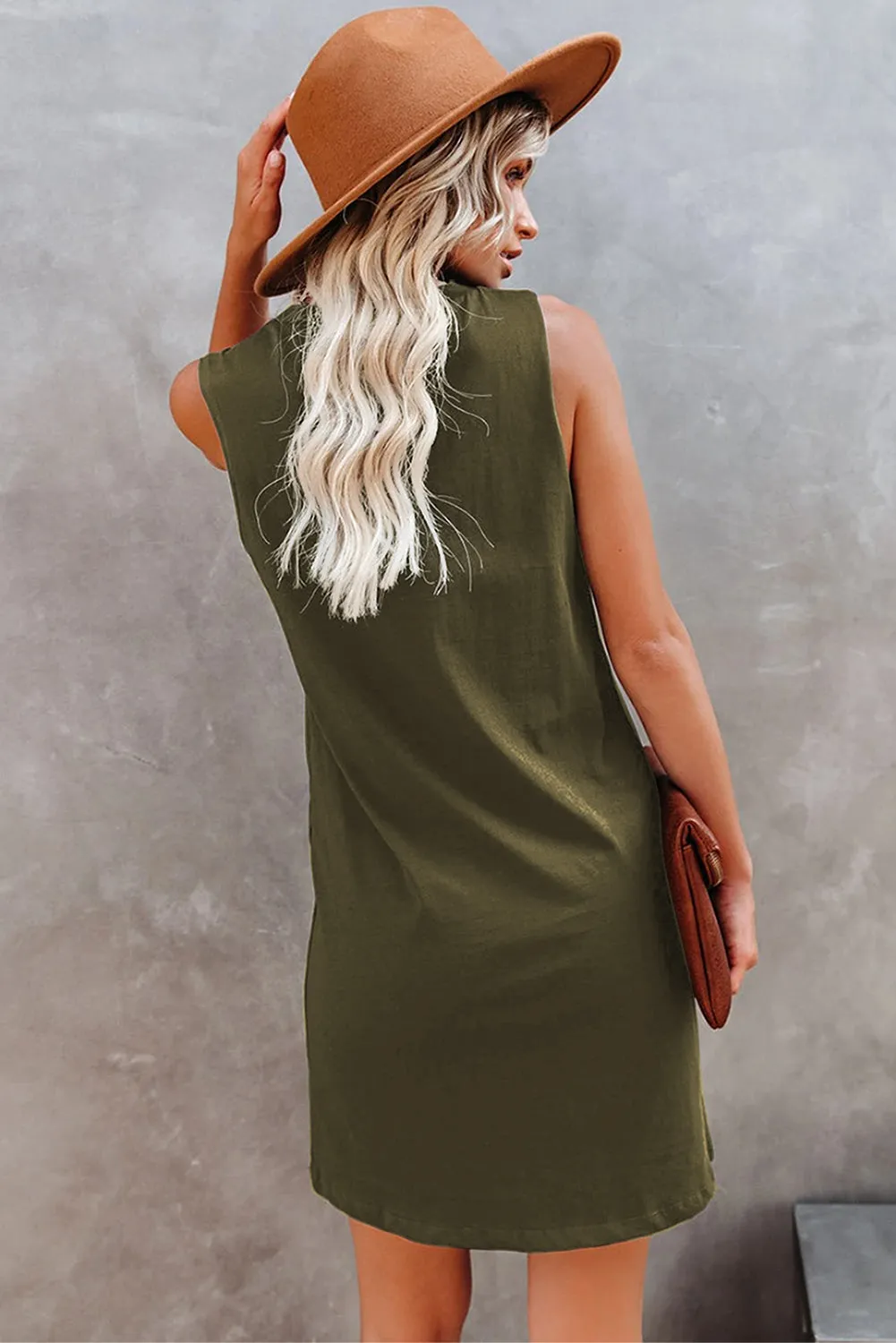 Sleeveless V Neckline Black Tank Bodycon Dress