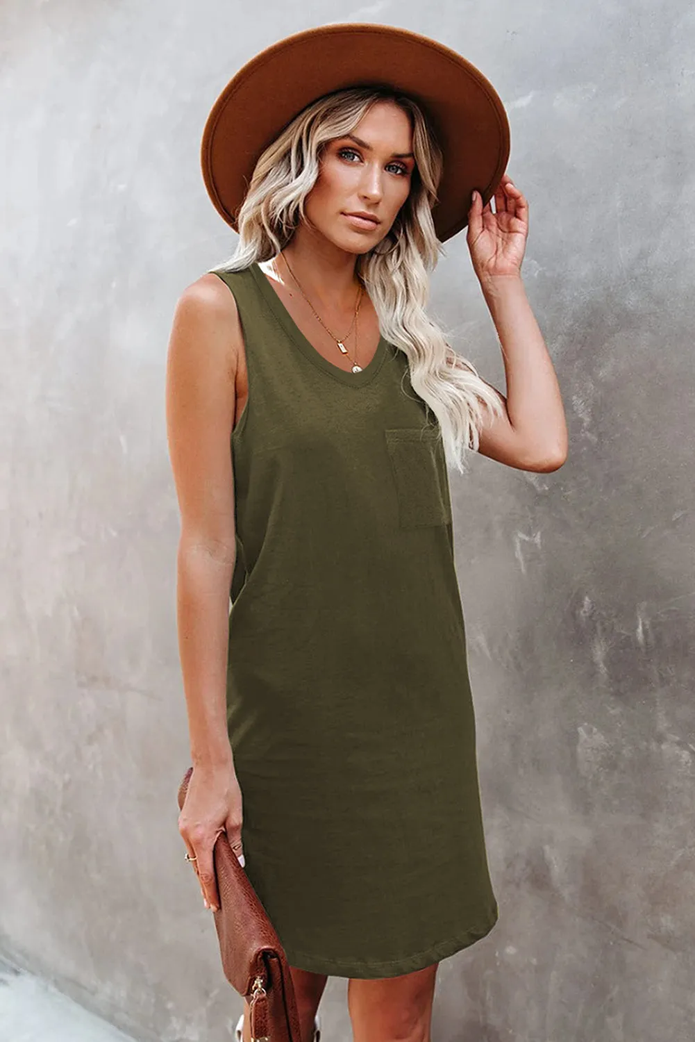 Sleeveless V Neckline Black Tank Bodycon Dress