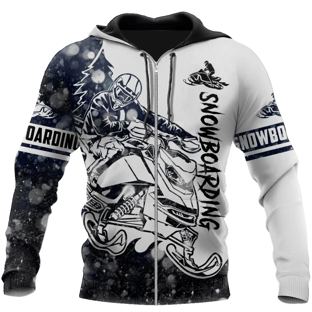 Snowboarding 3D All Printed Sweatshirt Zip Hoodie Christmas Shirt For Men And Women