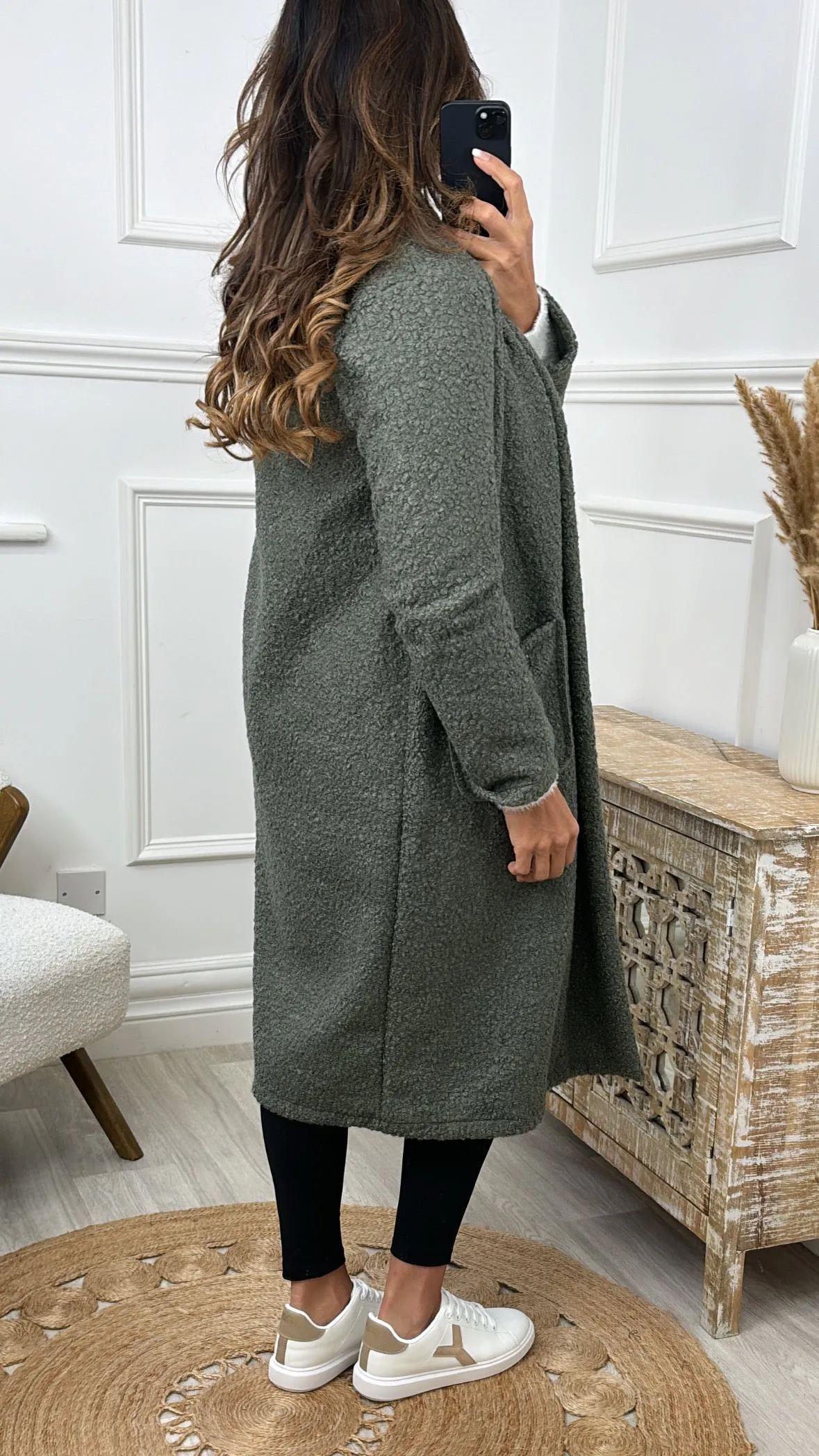 Sonika Khaki Drape Non Fastening Coatigan