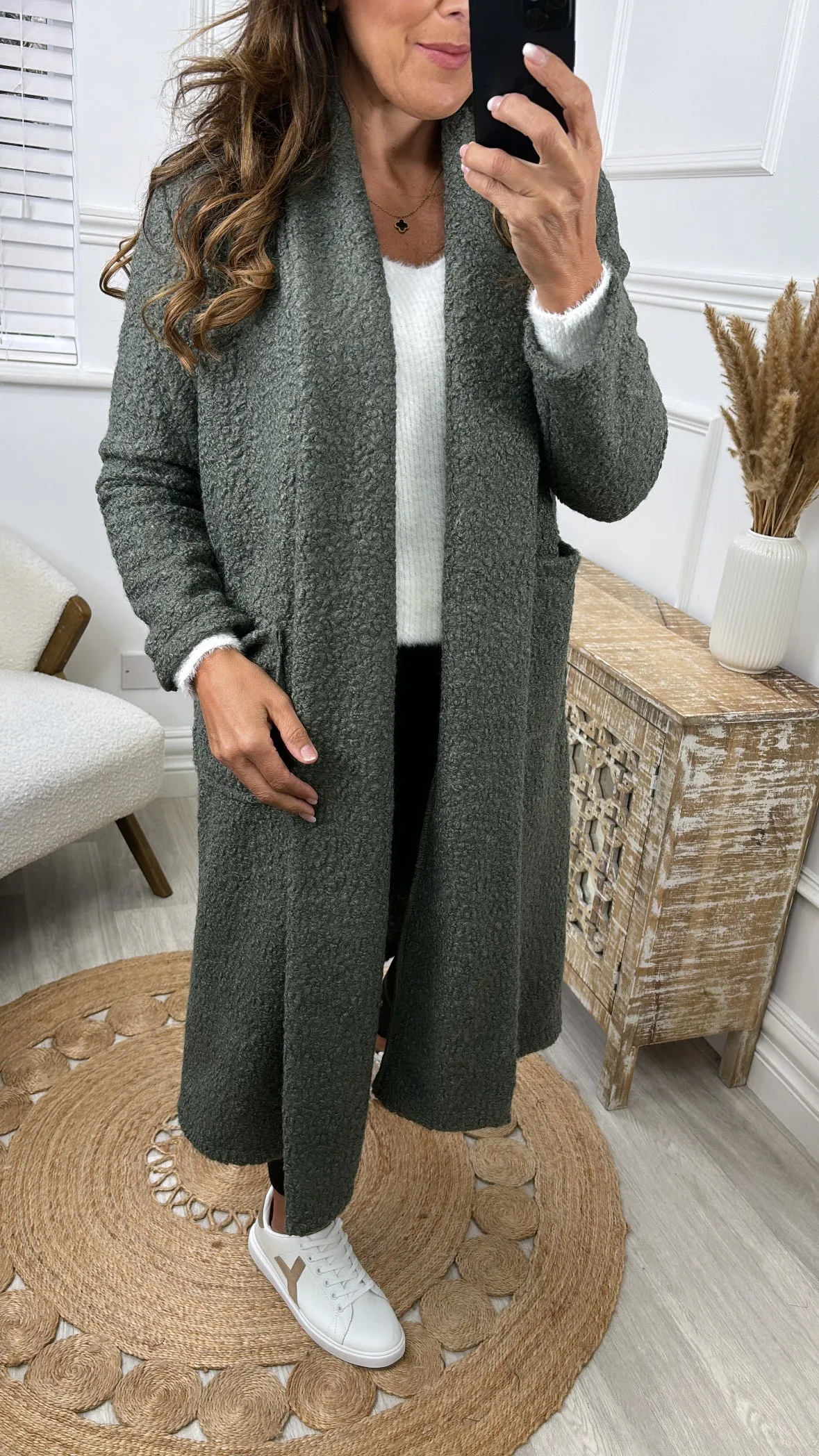 Sonika Khaki Drape Non Fastening Coatigan