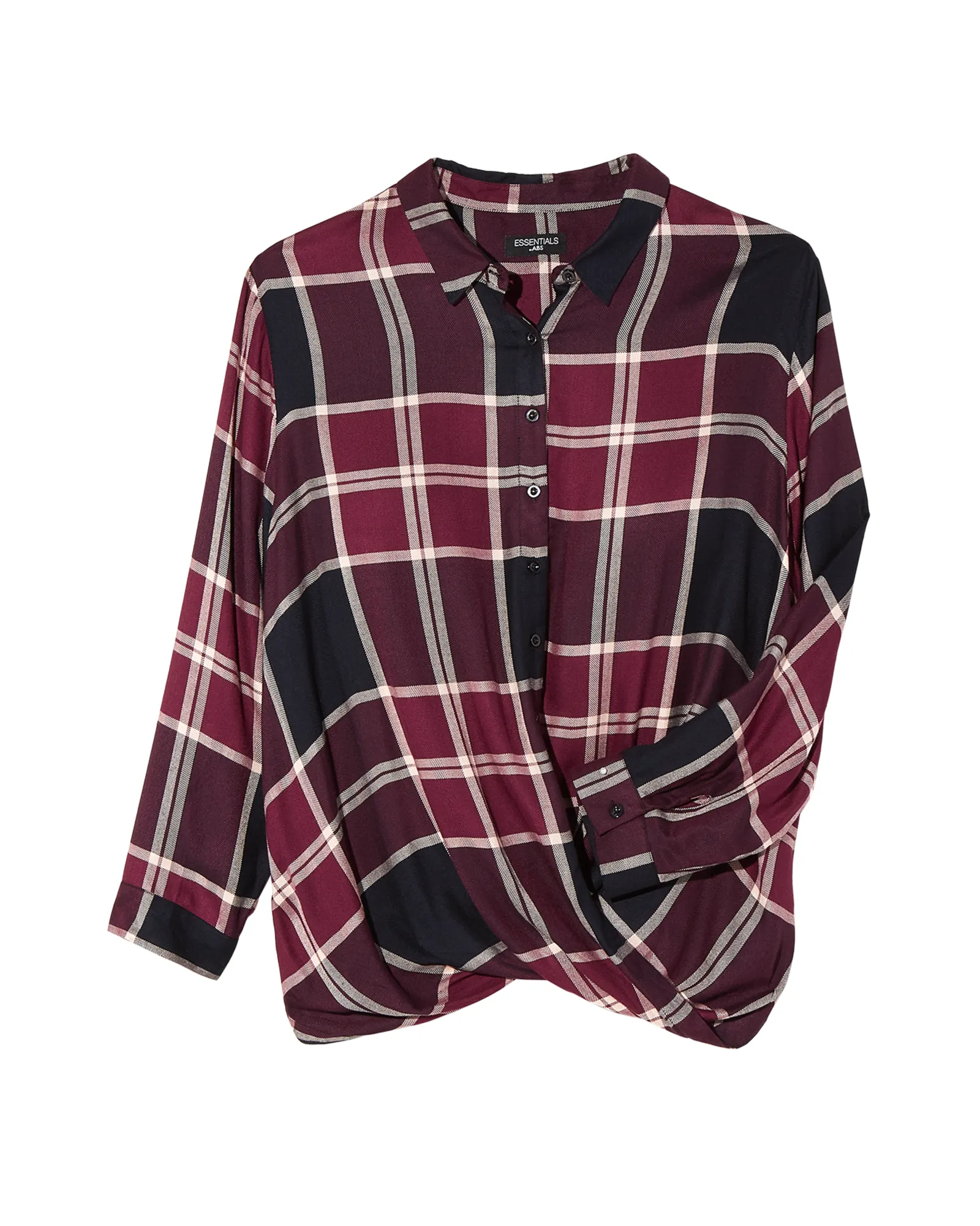 Sophia Button Front Blouse | Burgundy / Navy