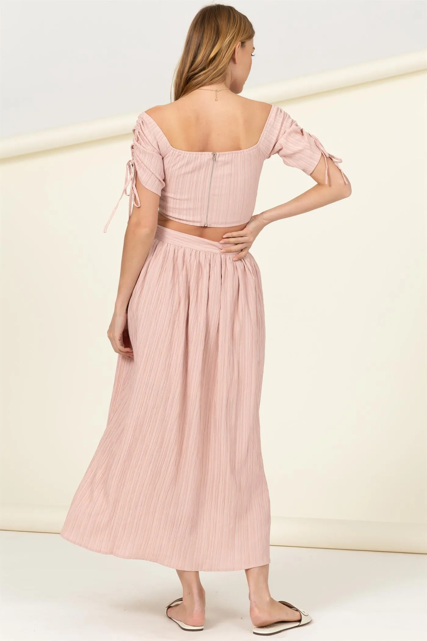 SPRING SCENE RUCHED CROP TOP-Final Sale