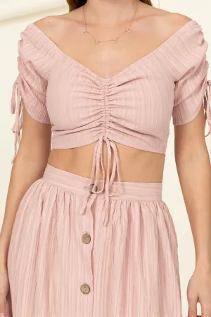 SPRING SCENE RUCHED CROP TOP-Final Sale