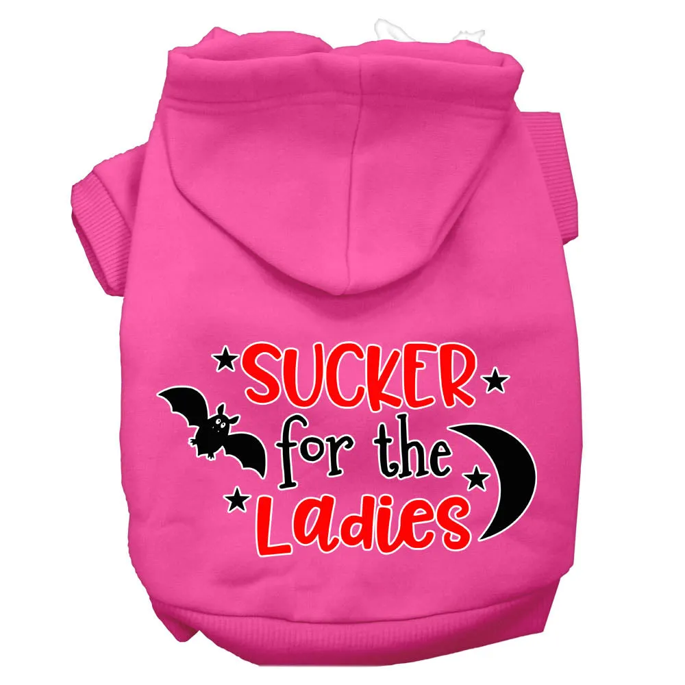 Sucker For The Ladies Screen Print Dog Hoodie Bright Pink Xxl