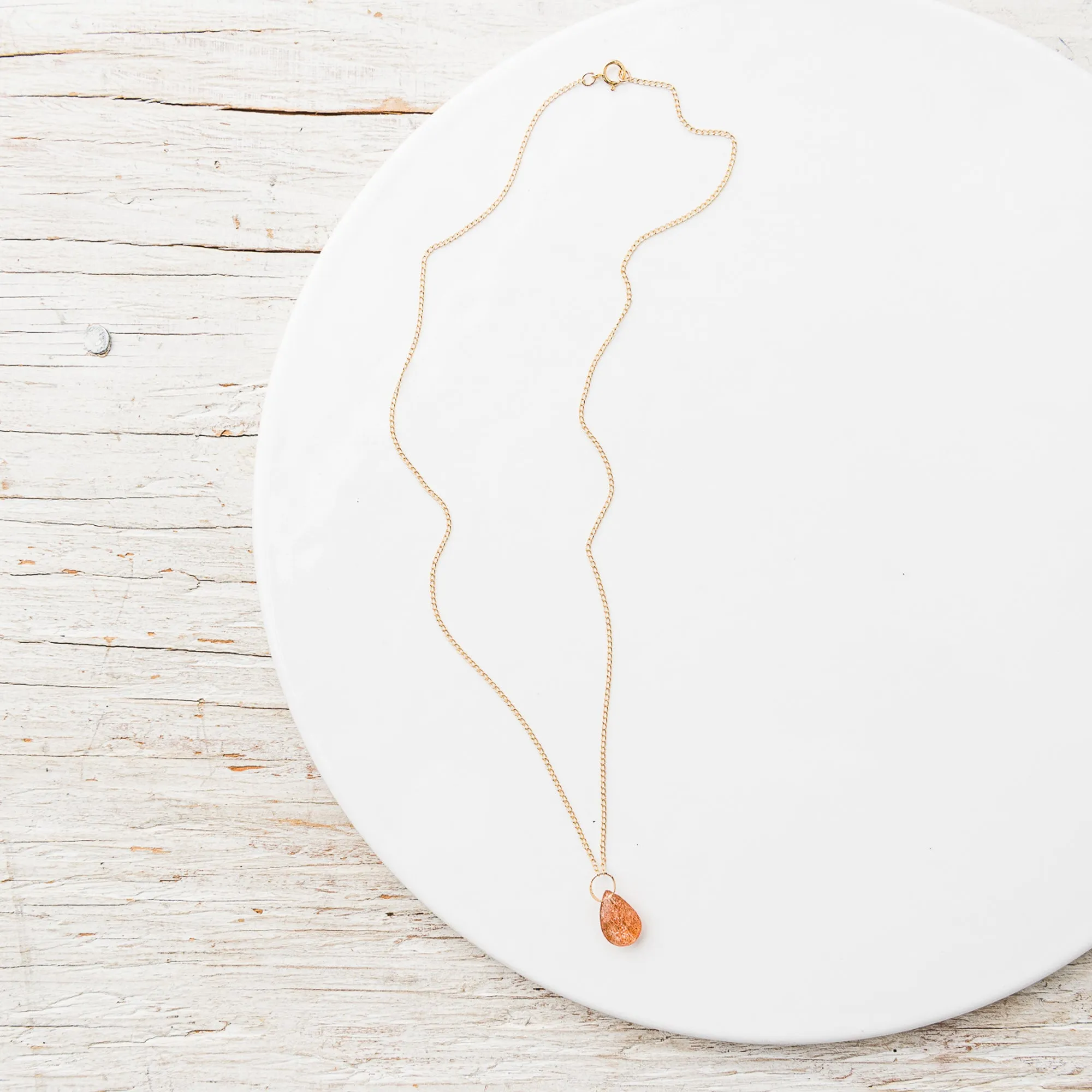 Sunstone Drop Necklace