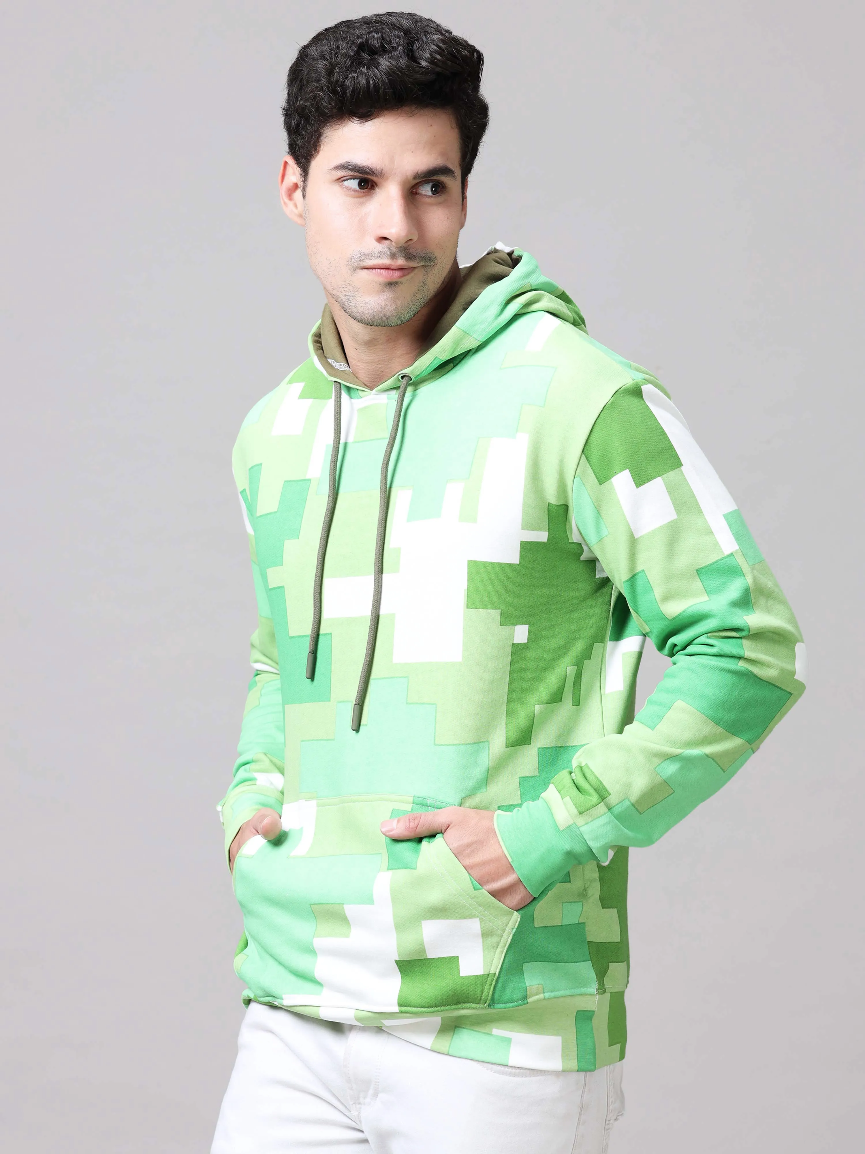 The Greenage Printed Green Hoodie
