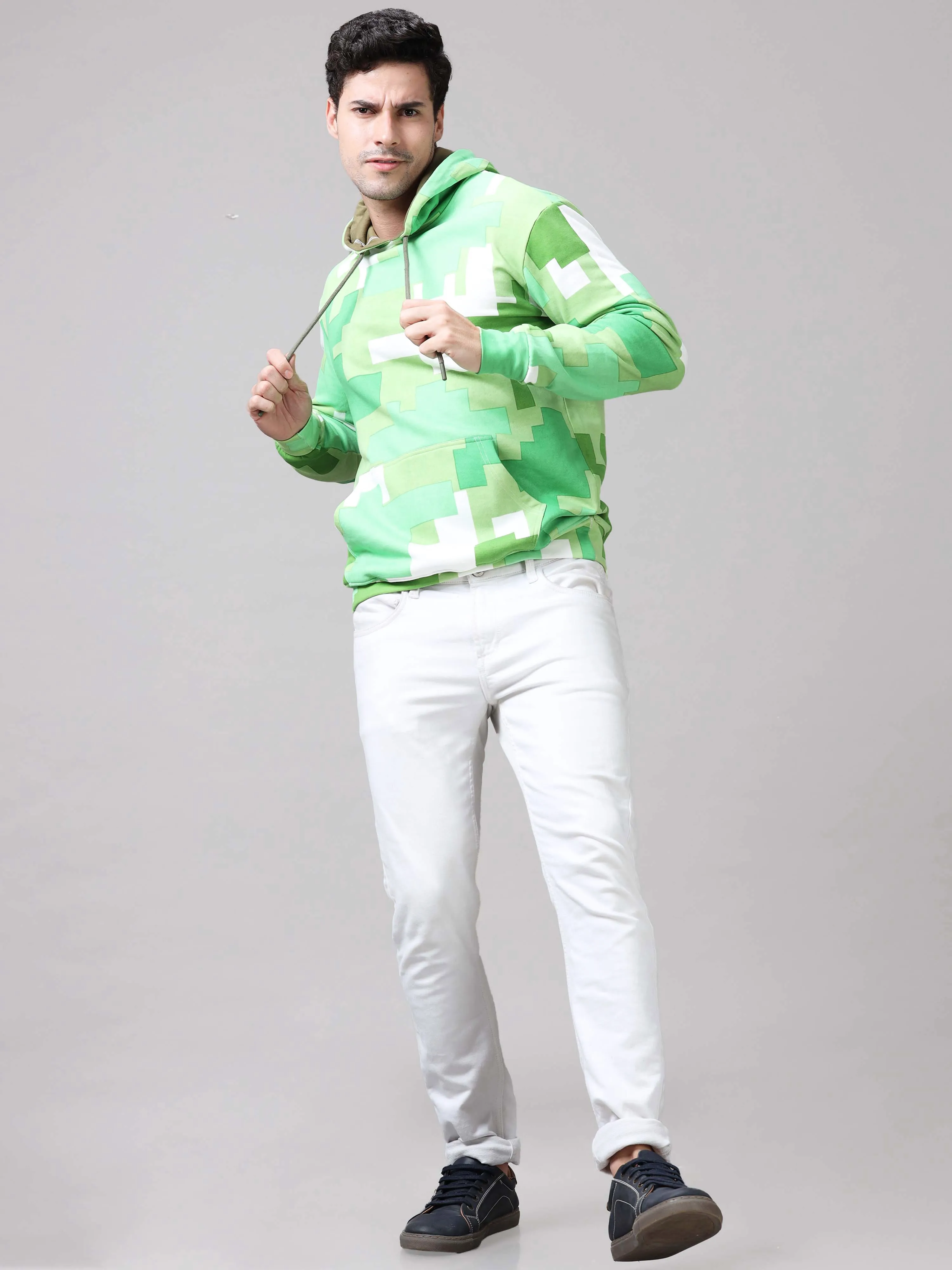 The Greenage Printed Green Hoodie
