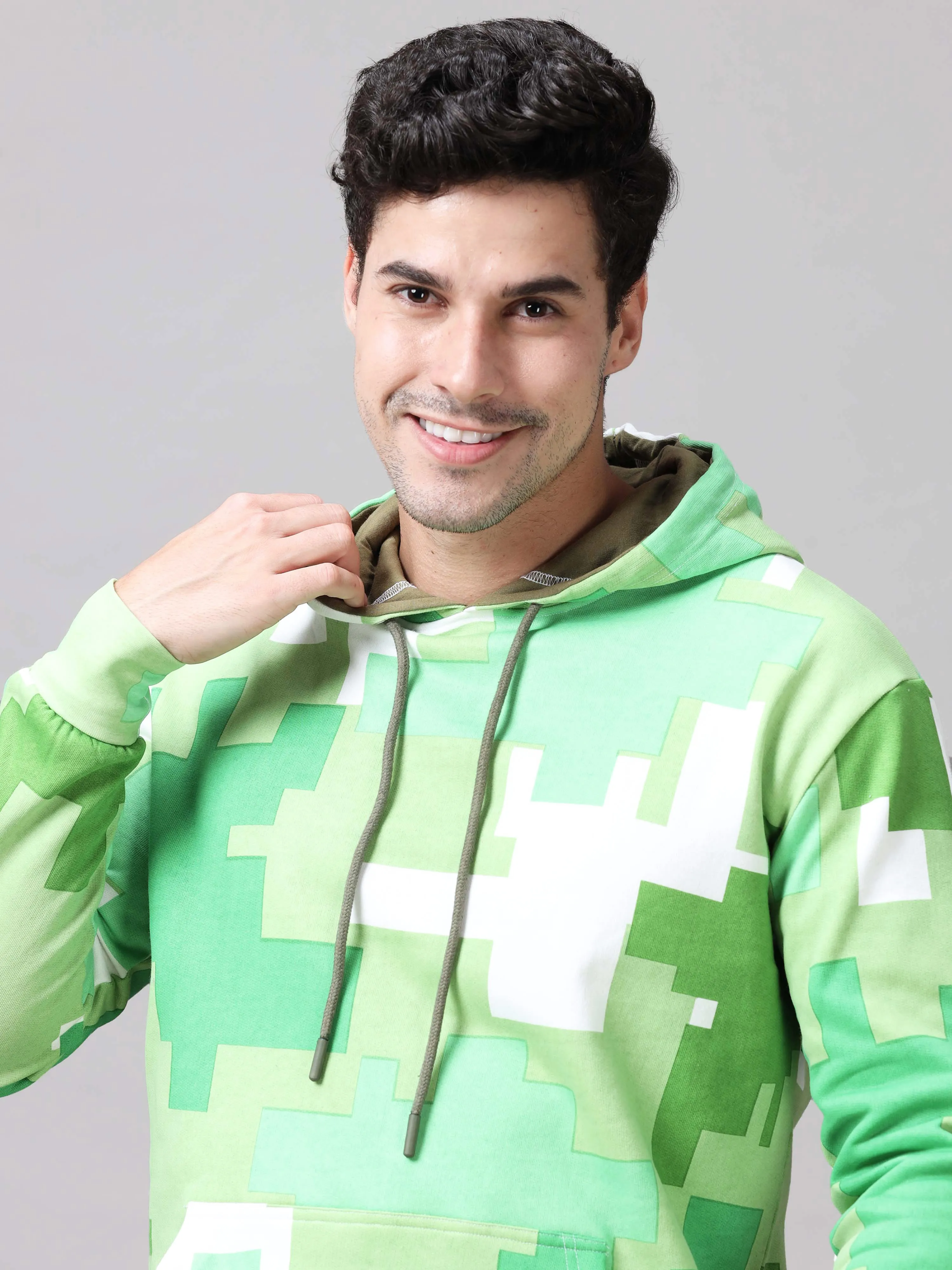 The Greenage Printed Green Hoodie