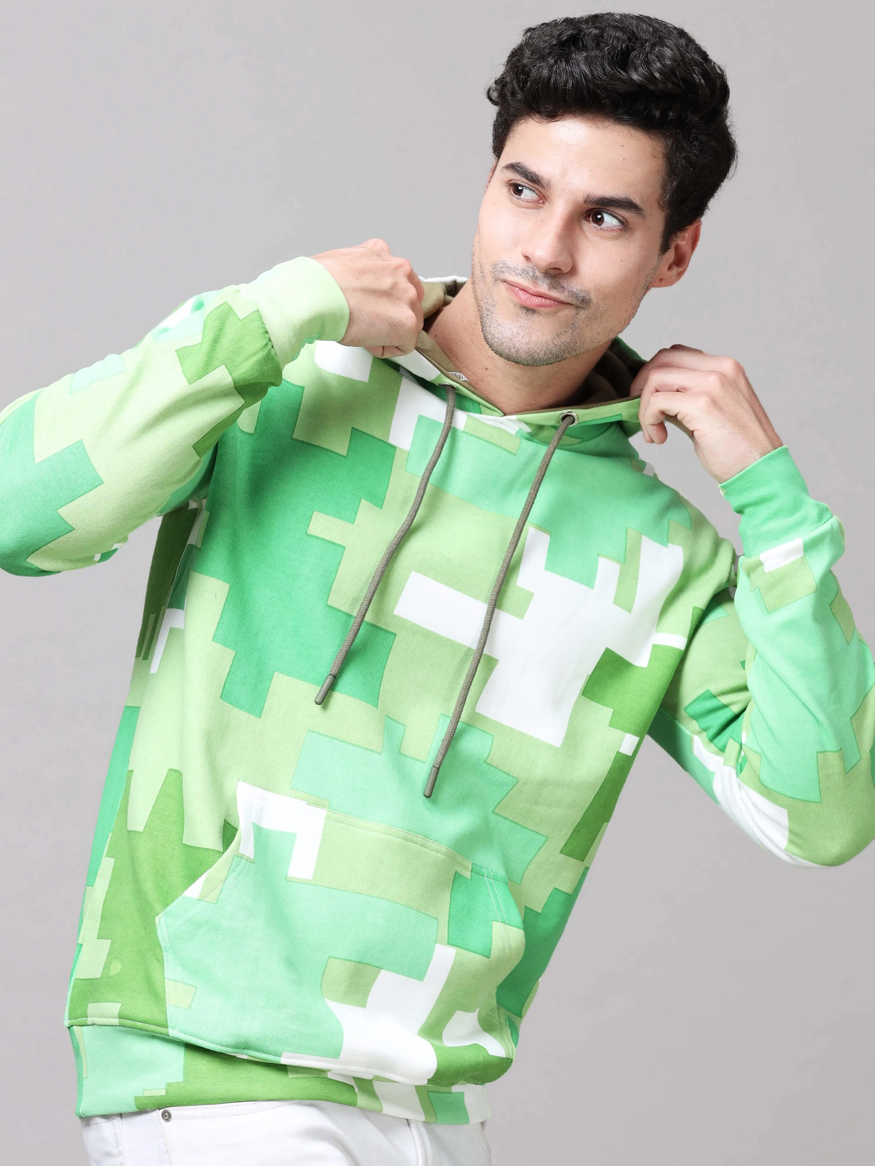 The Greenage Printed Green Hoodie
