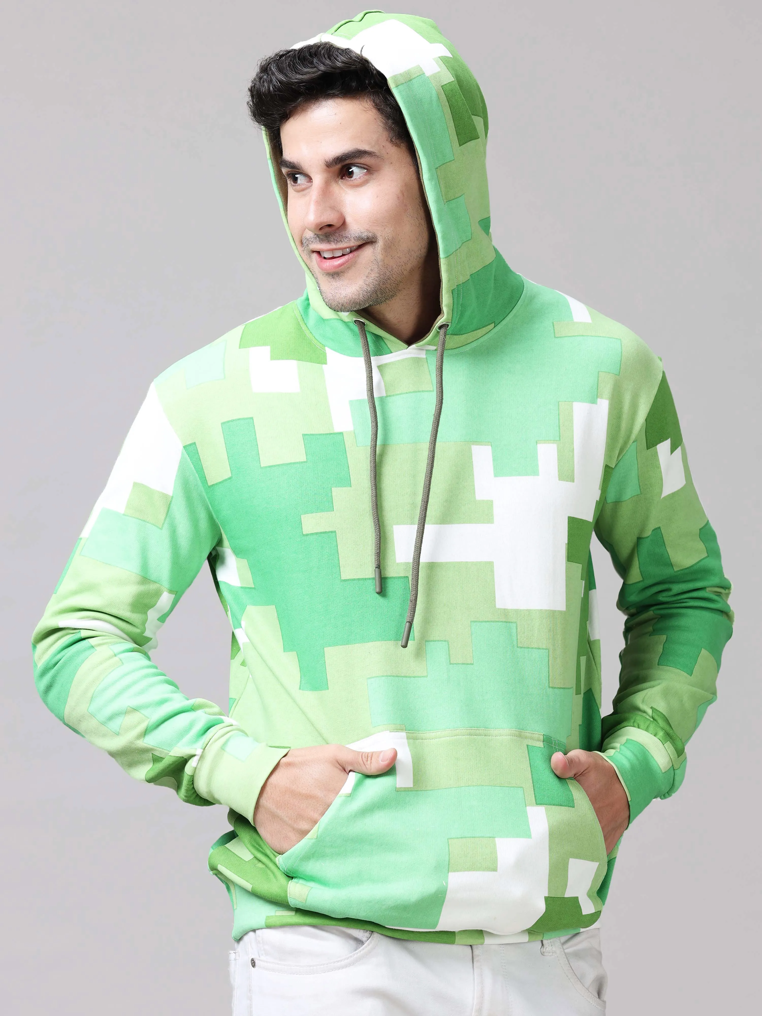 The Greenage Printed Green Hoodie