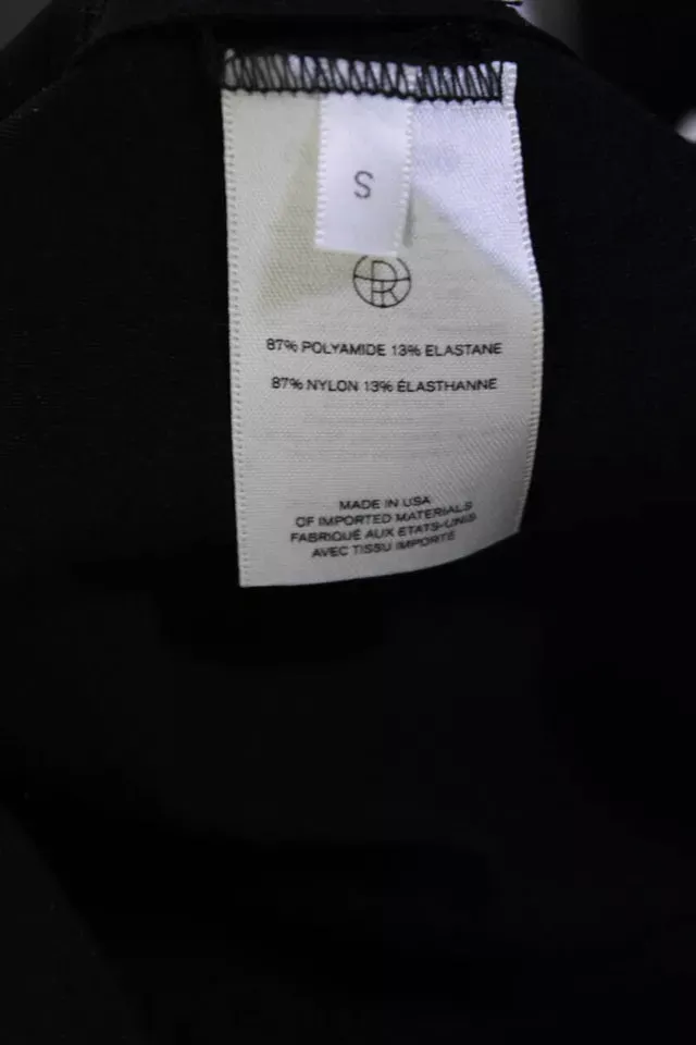 The Row NY. NEW W/TAGS. Black Elastic V-Neck Long Sleeve Bodycon Knee Length Dress