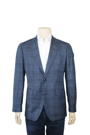 Tonal Blue Plaid Sport Coat
