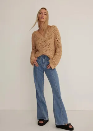 Tully V-Neck Pullover Latte