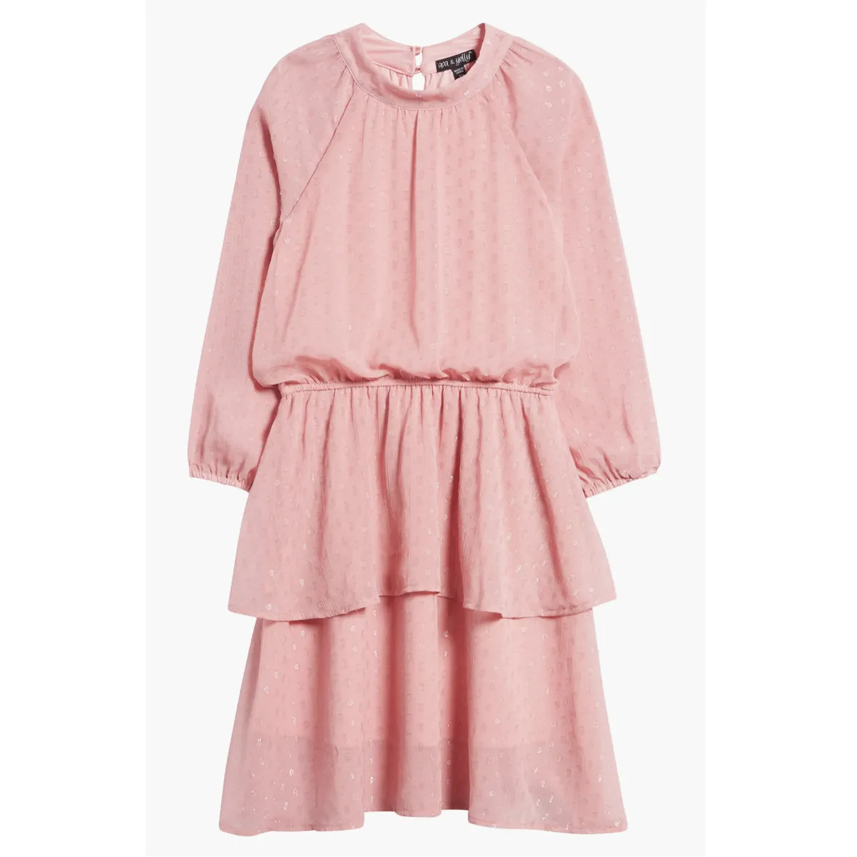 Tween Mock Neck Iridescent Clip Dot Dress