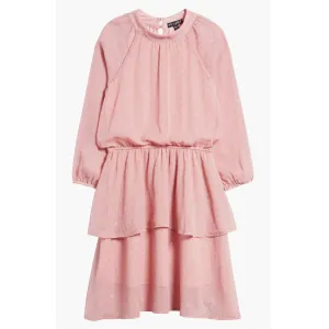 Tween Mock Neck Iridescent Clip Dot Dress