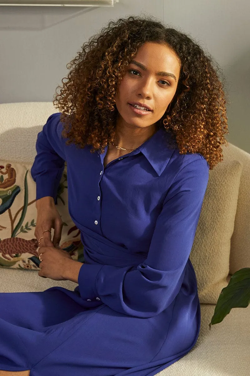 Twist Front Midi Shirt Dress