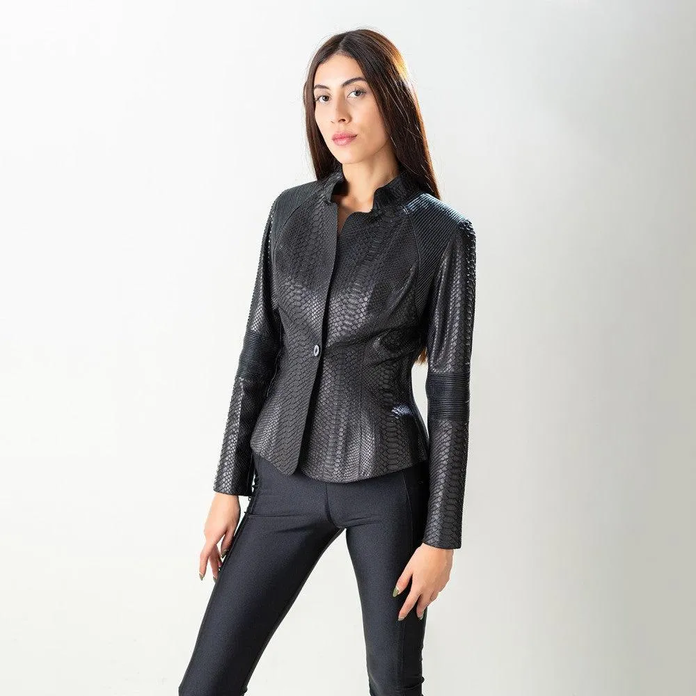 VICPP - Cuadra black casual fashion python jacket for woman.