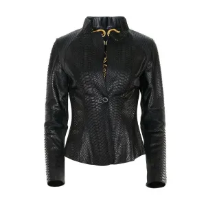 VICPP - Cuadra black casual fashion python jacket for woman.