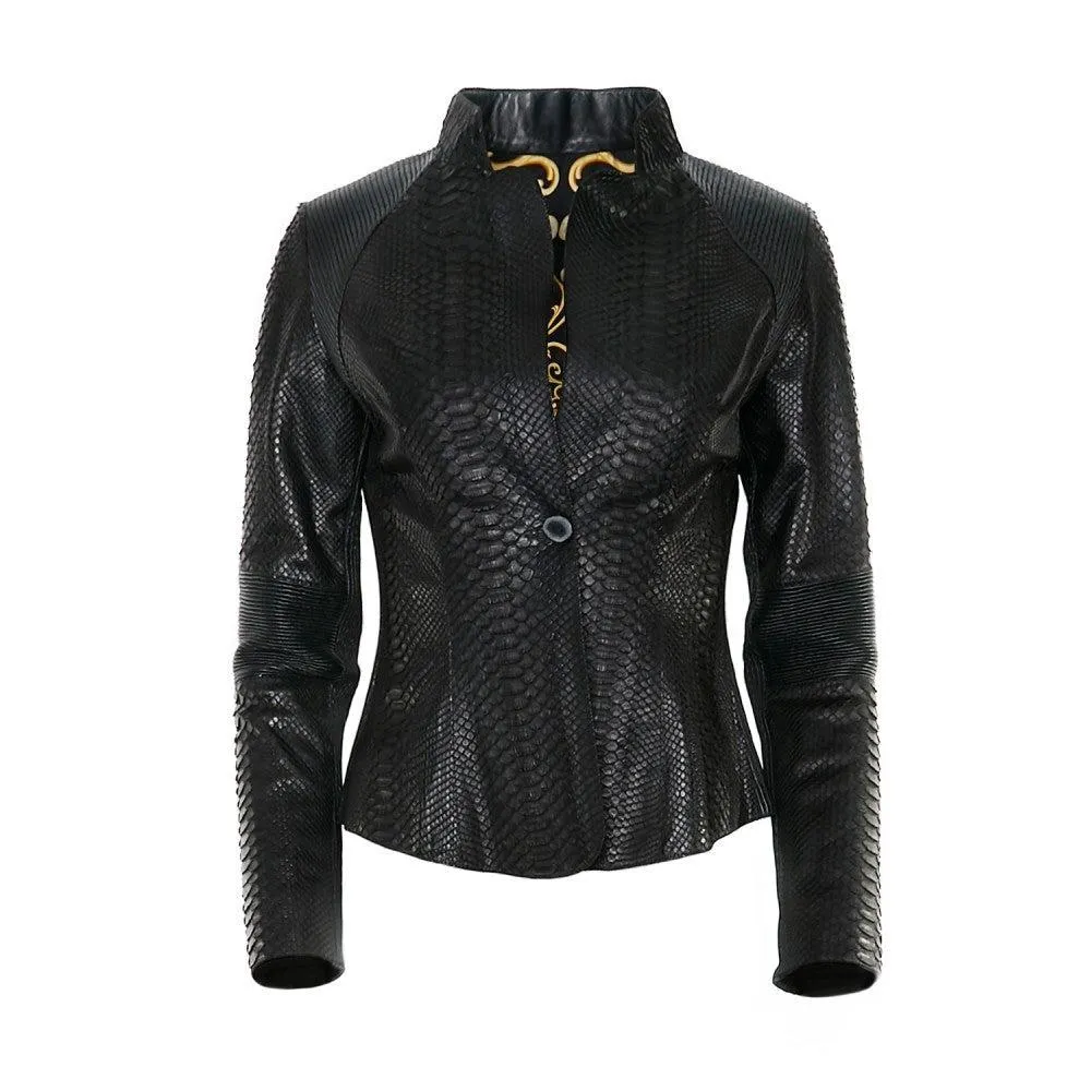 VICPP - Cuadra black casual fashion python jacket for woman.