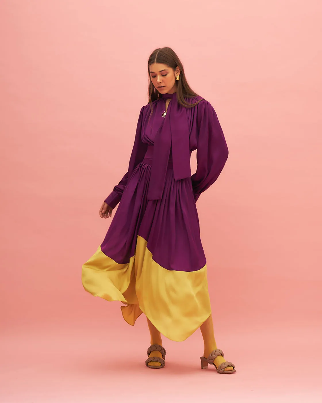 WAXFLOWER SATIN MIDI SKIRT
