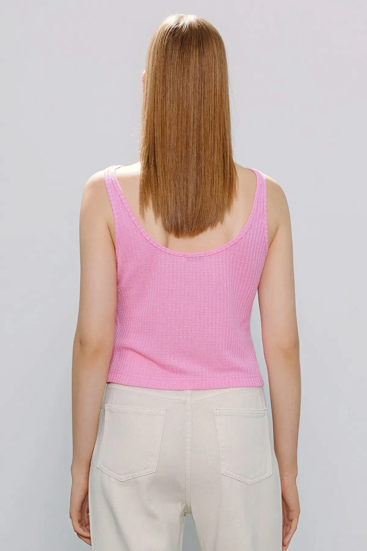Women's Button Front U Neck Tank Top
