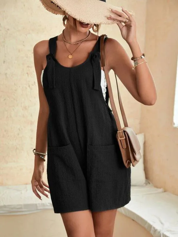 Women's Patch Pocket Casual Playsuit With Strap Detail