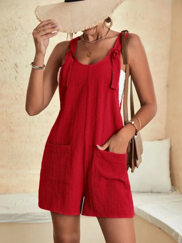 Women's Patch Pocket Casual Playsuit With Strap Detail