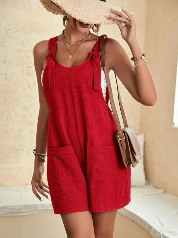 Women's Patch Pocket Casual Playsuit With Strap Detail