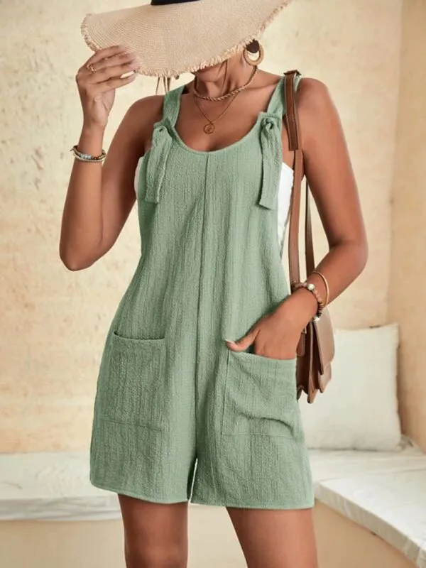 Women's Patch Pocket Casual Playsuit With Strap Detail