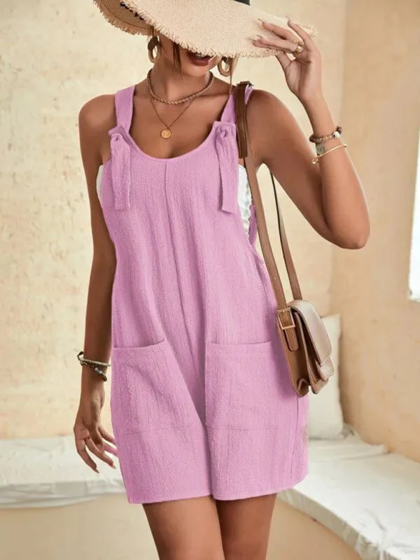 Women's Patch Pocket Casual Playsuit With Strap Detail